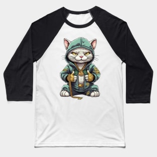 Hip Hop Art Cat Money Baseball T-Shirt
